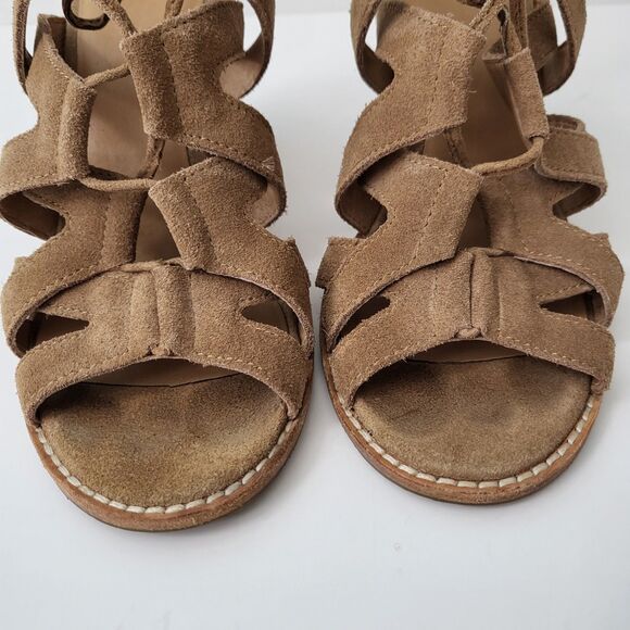 UGG Harris Sandals Womens 6.5 Chestnut Lace Up Strappy Gladiator Block Heel - Picture 3 of 8